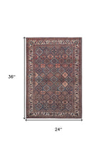 4' X 6' Brown Red And Ivory Floral Power Loom Area Rug