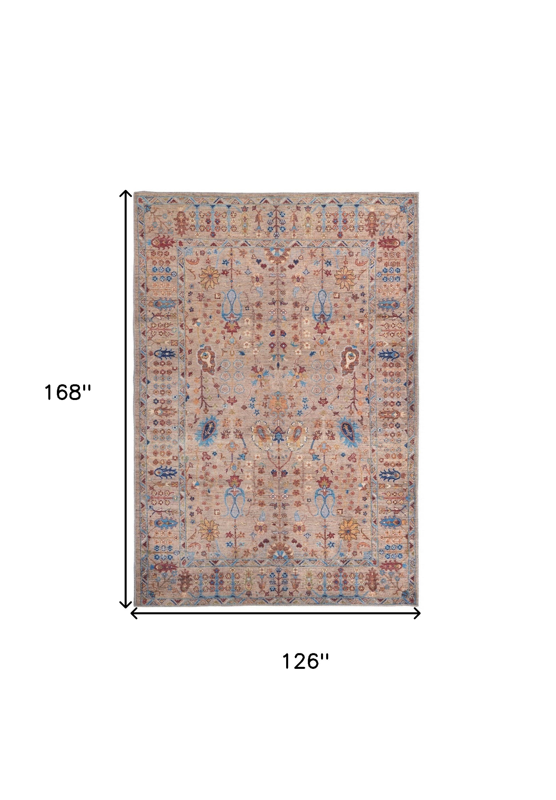 4' X 6' Tan Pink And Blue Floral Power Loom Area Rug