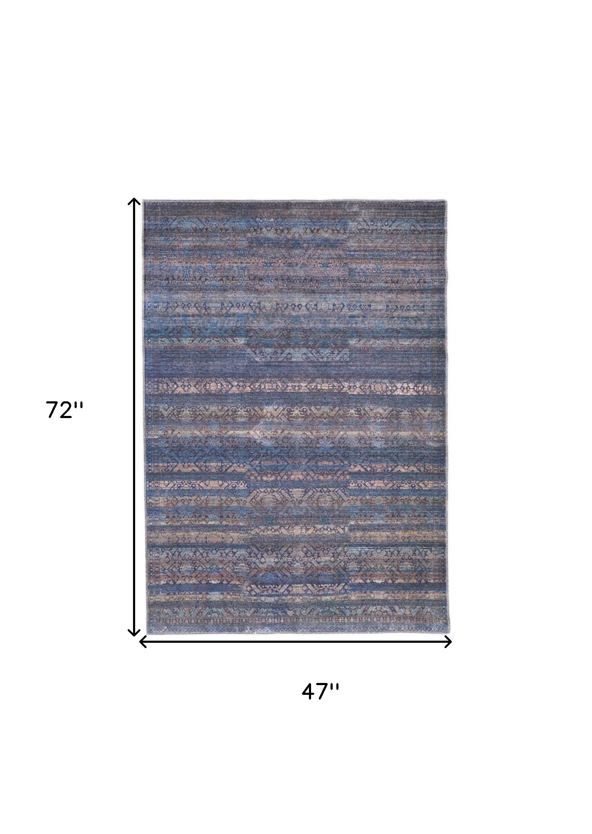 4' X 6' Blue Purple And Brown Floral Power Loom Area Rug