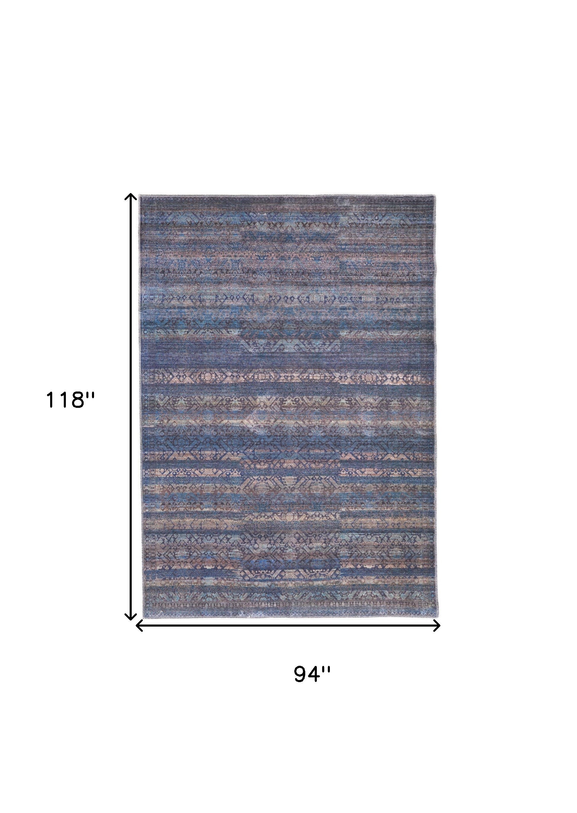 4' X 6' Blue Purple And Brown Floral Power Loom Area Rug