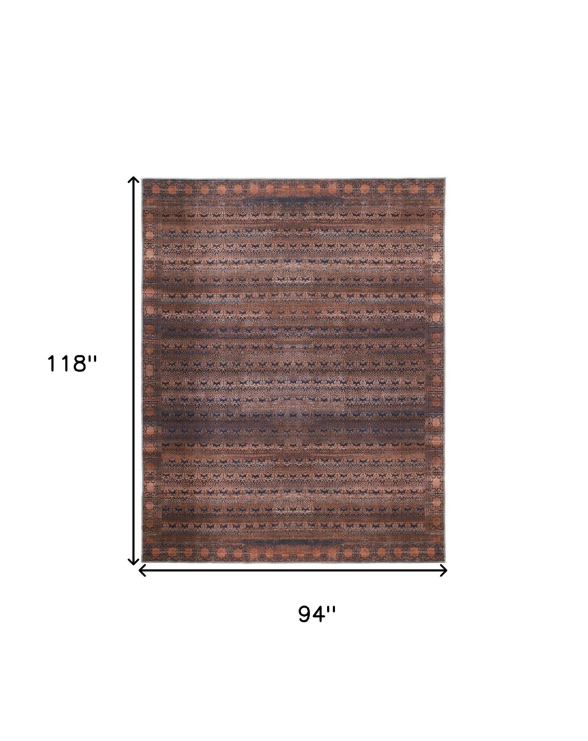 4' X 6' Red Brown And Blue Floral Power Loom Area Rug