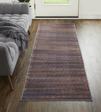 4' X 6' Red Brown And Blue Floral Power Loom Area Rug