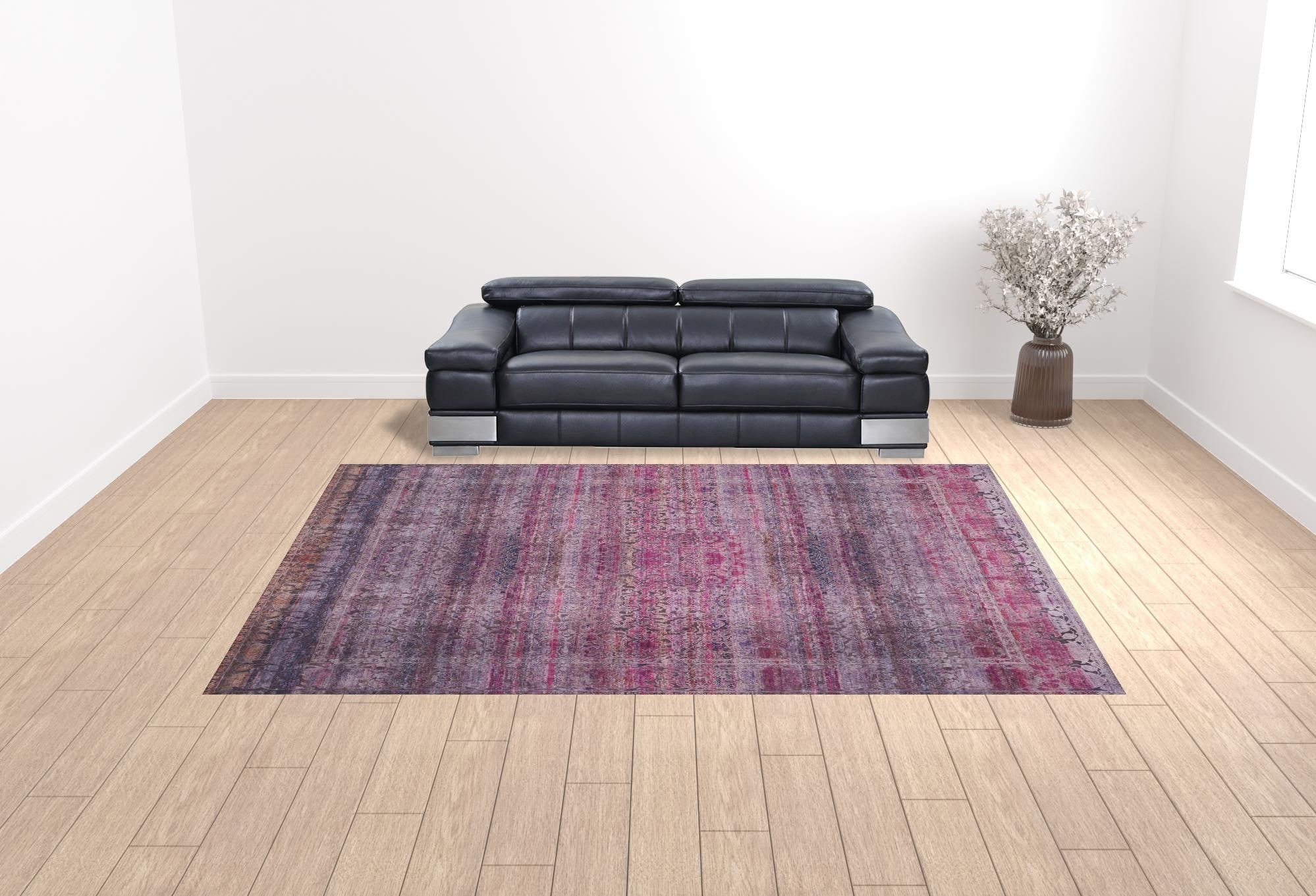 4' X 6' Pink And Purple Floral Power Loom Area Rug