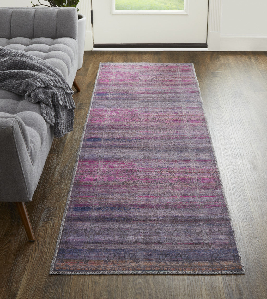 4' X 6' Pink And Purple Floral Power Loom Area Rug