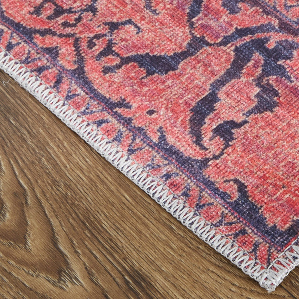 4' X 6' Red And Black Floral Power Loom Area Rug