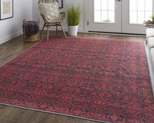 4' X 6' Red And Black Floral Power Loom Area Rug