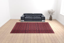 4' X 6' Red And Black Floral Power Loom Area Rug