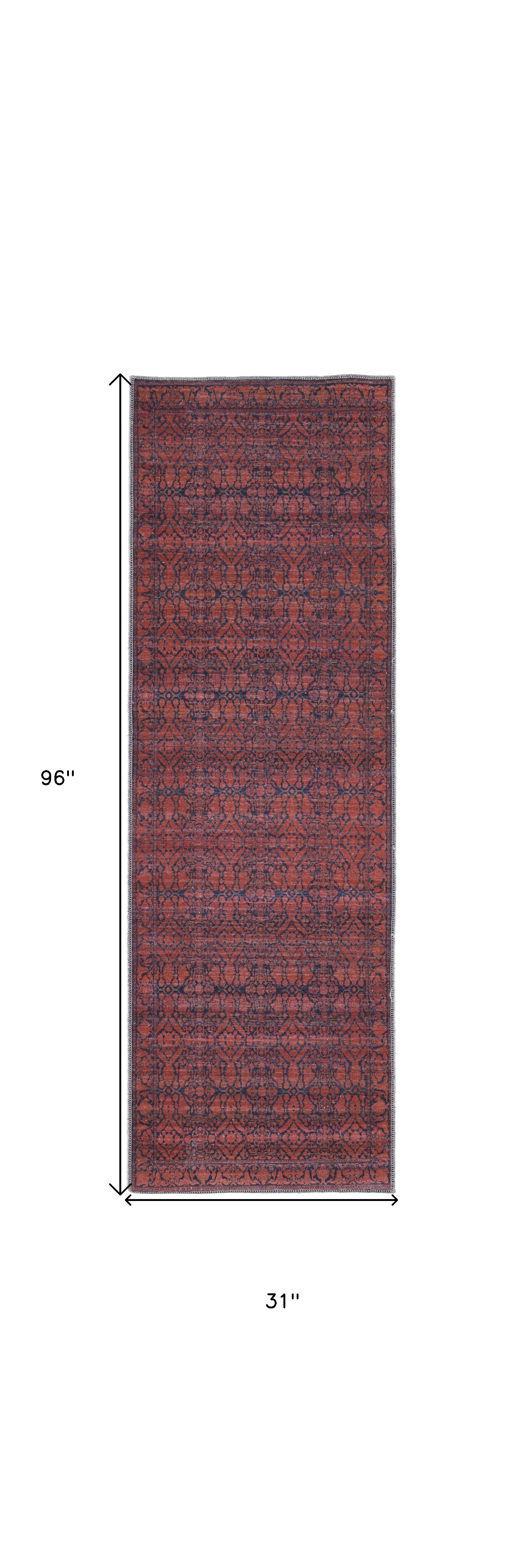 4' X 6' Red And Black Floral Power Loom Area Rug