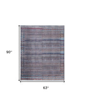 4' X 6' Tan Blue And Pink Striped Power Loom Area Rug