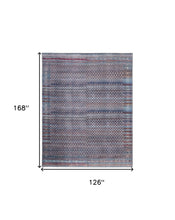4' X 6' Tan Blue And Pink Striped Power Loom Area Rug
