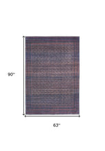 4' X 6' Blue Pink And Purple Floral Power Loom Area Rug