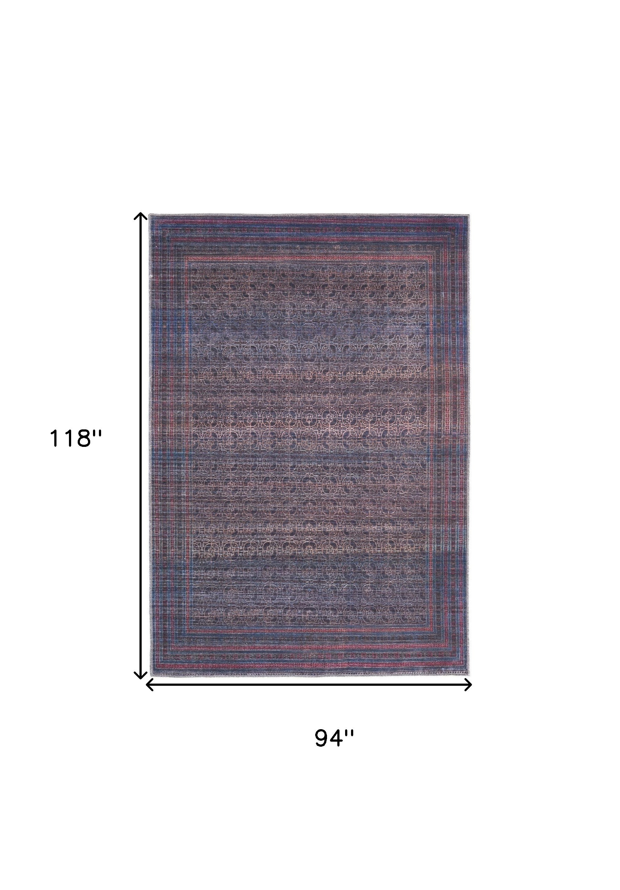 4' X 6' Blue Pink And Purple Floral Power Loom Area Rug