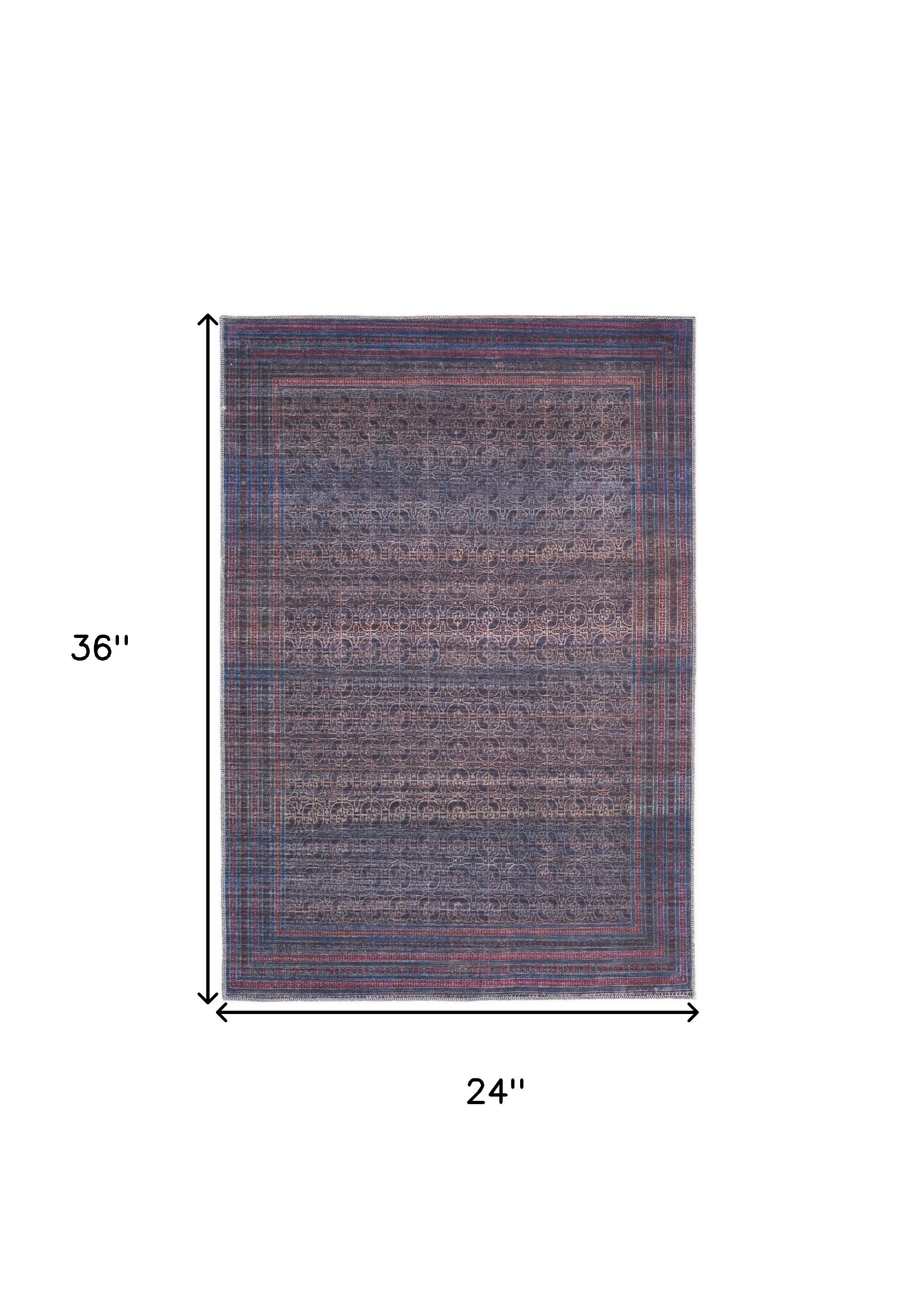 4' X 6' Blue Pink And Purple Floral Power Loom Area Rug