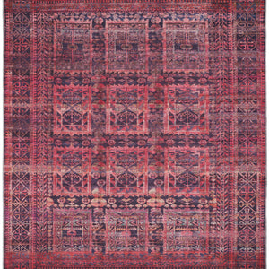 4' X 6' Red And Gray Geometric Power Loom Area Rug