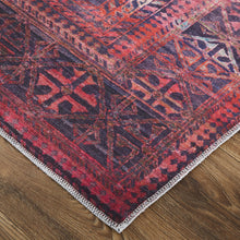 4' X 6' Red And Gray Geometric Power Loom Area Rug