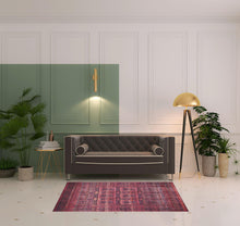 4' X 6' Red And Gray Geometric Power Loom Area Rug