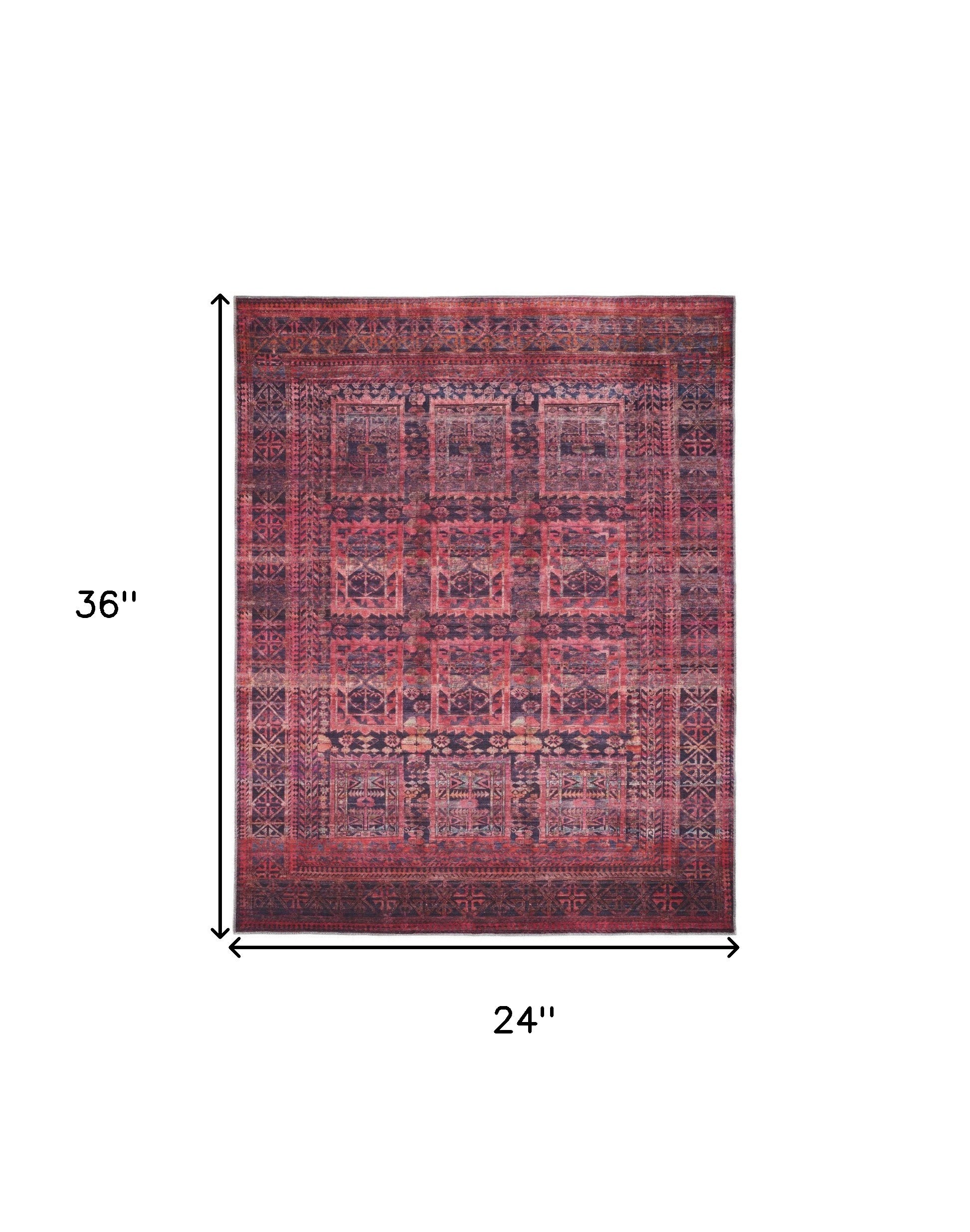 4' X 6' Red And Gray Geometric Power Loom Area Rug