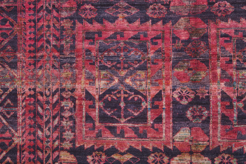 4' X 6' Red And Gray Geometric Power Loom Area Rug