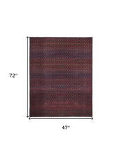 4' X 6' Red And Gray Striped Power Loom Area Rug