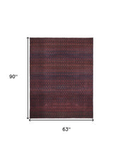 4' X 6' Red And Gray Striped Power Loom Area Rug