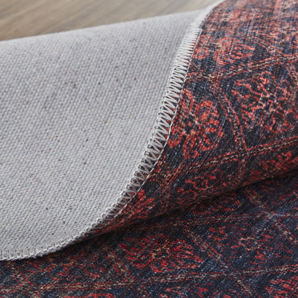 4' X 6' Red And Gray Striped Power Loom Area Rug