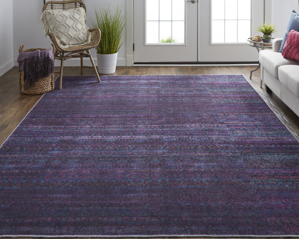 4' X 6' Blue And Purple Striped Power Loom Area Rug