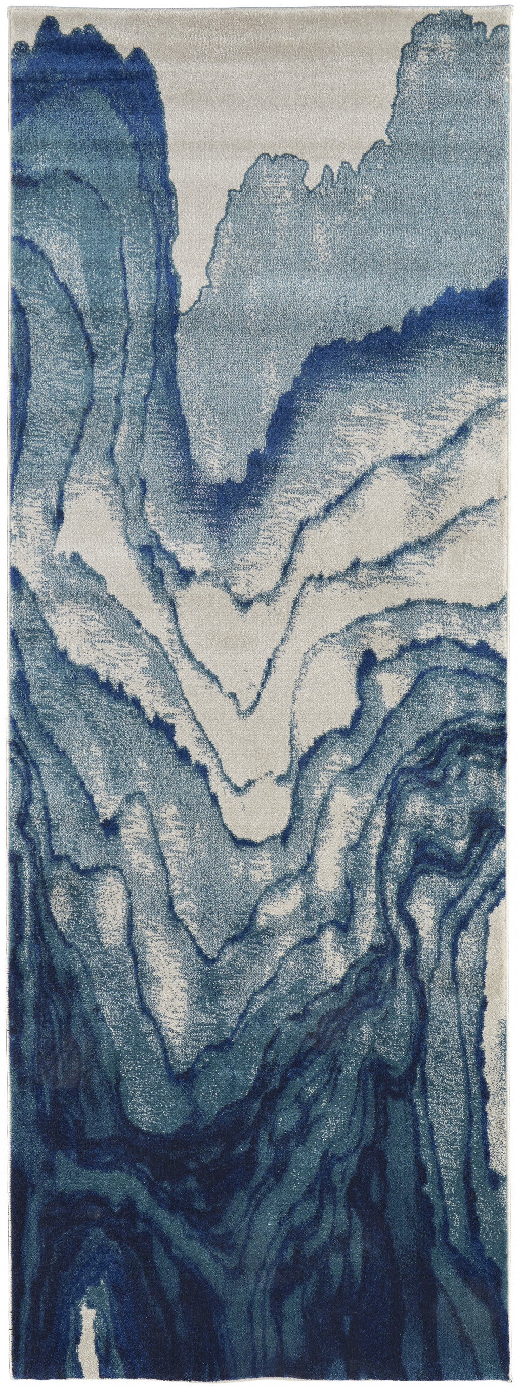 Blue Ivory And Green Runner Rug 12'