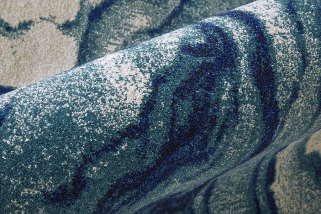 Blue Ivory And Green Runner Rug 12'