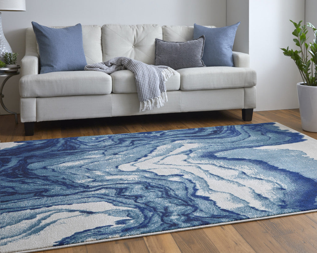Blue Ivory And Green Runner Rug 12'