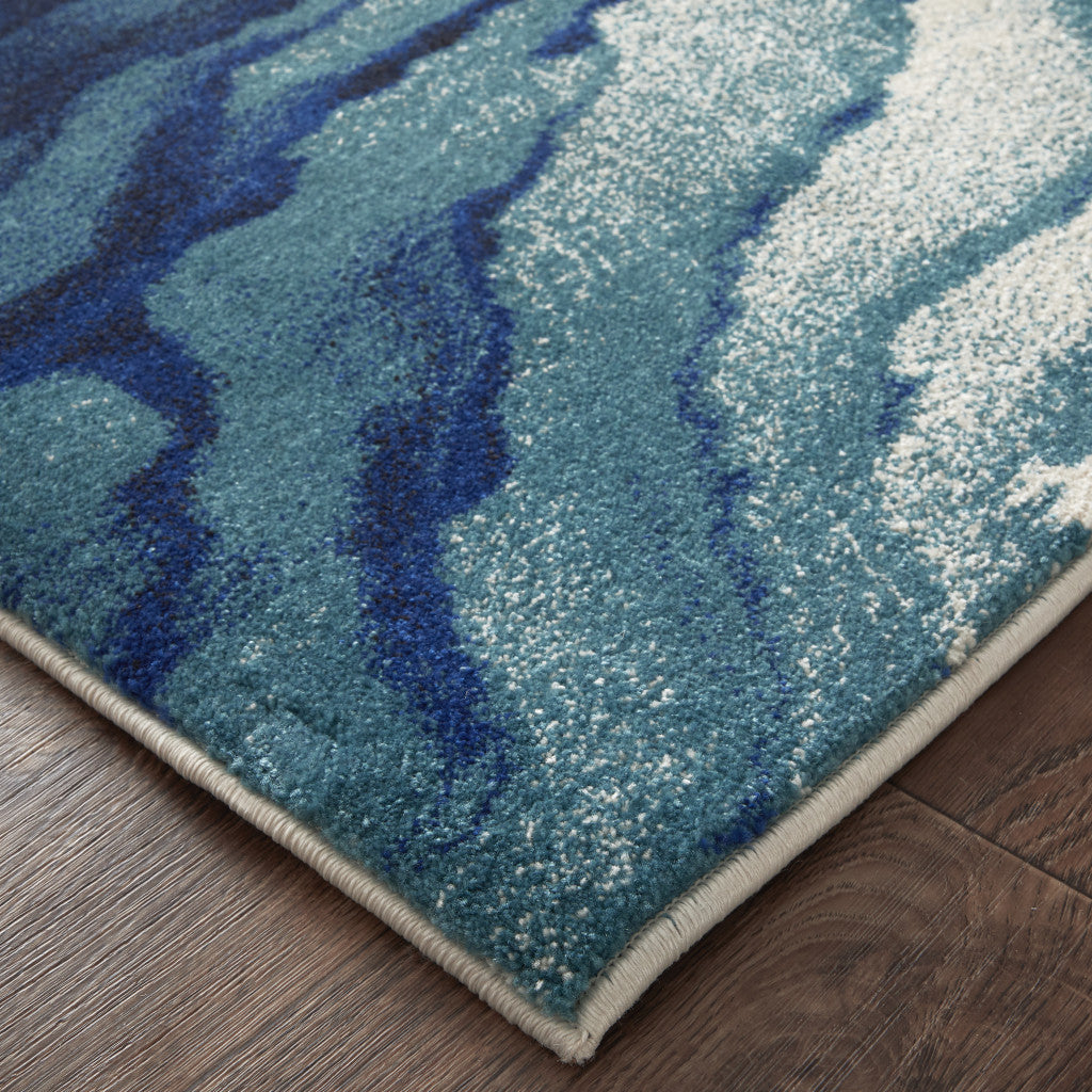 Blue Ivory And Green Runner Rug 12'