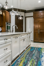 10' X 13' Blue Green And Taupe Stain Resistant Area Rug