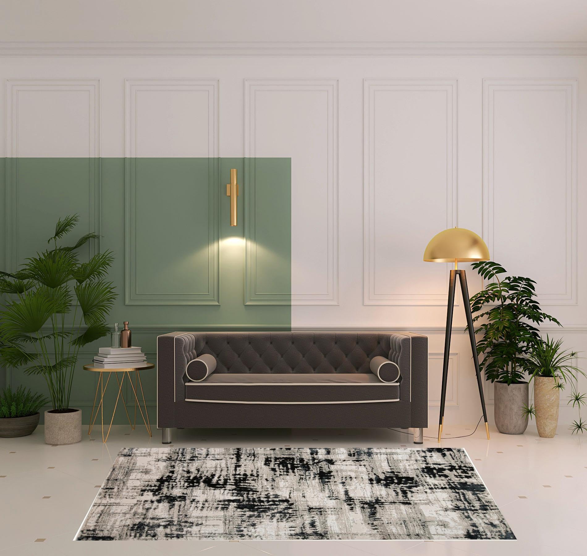 Black White And Gray Area Rug - 9' x 12'