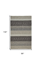 10' X 13' Gray Taupe And Tan Wool Floral Hand Woven Stain Resistant Area Rug