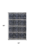 Blue And Ivory Striped Stain Resistant Area Rug - 10' X 13'