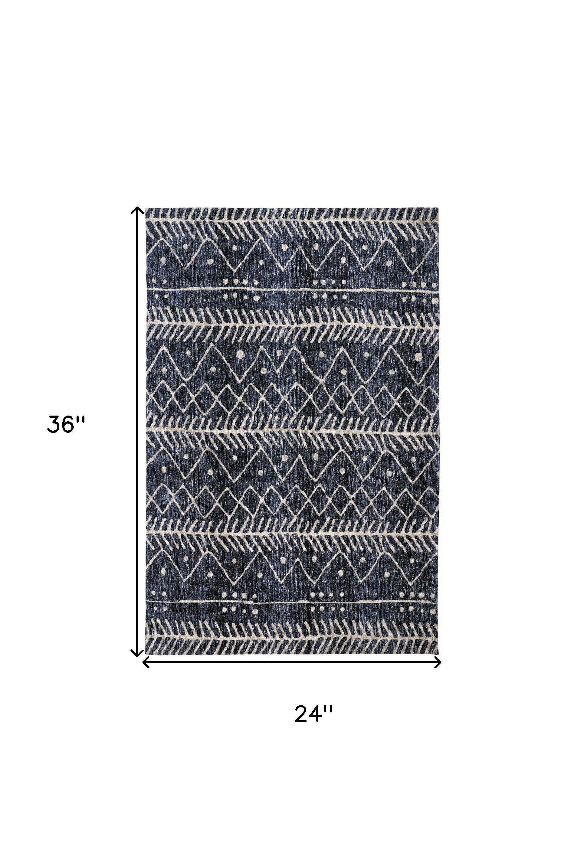 Blue And Ivory Striped Stain Resistant Area Rug - 10' X 13'