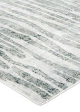 Gray Green And Ivory Striped Distressed Stain Resistant Area Rug  10' x 13'