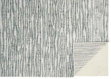 Gray Green And Ivory Striped Distressed Stain Resistant Area Rug  10' x 13'