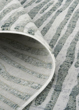 Gray Green And Ivory Striped Distressed Stain Resistant Area Rug  10' x 13'