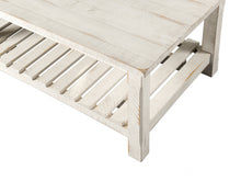 42 英寸古董白色實木長方形仿舊咖啡桌帶架子