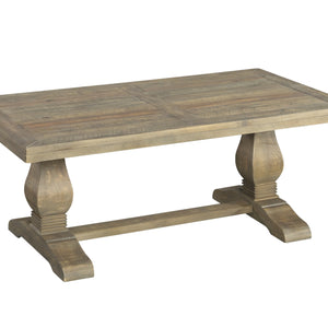 50" Reclaimed Natural Solid Wood Rectangular Distressed Coffee Table