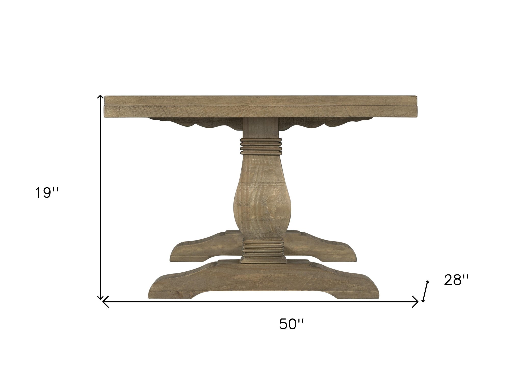 50 英寸再生天然實木矩形仿舊咖啡桌