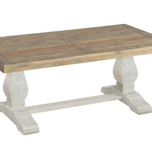 50 英寸白色再生天然木仿舊底座咖啡桌