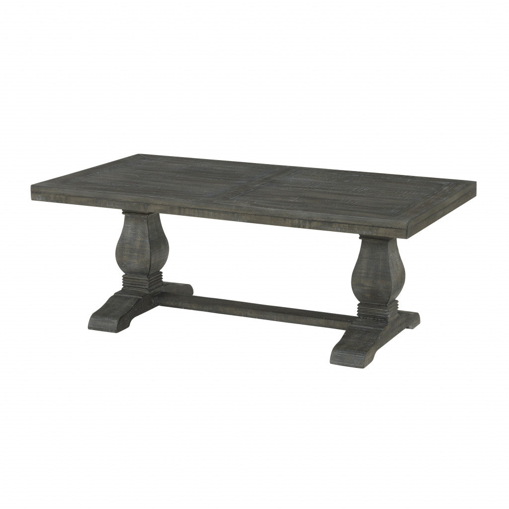 Mesa de centro de pedestal envejecida rectangular de madera gris de 50"