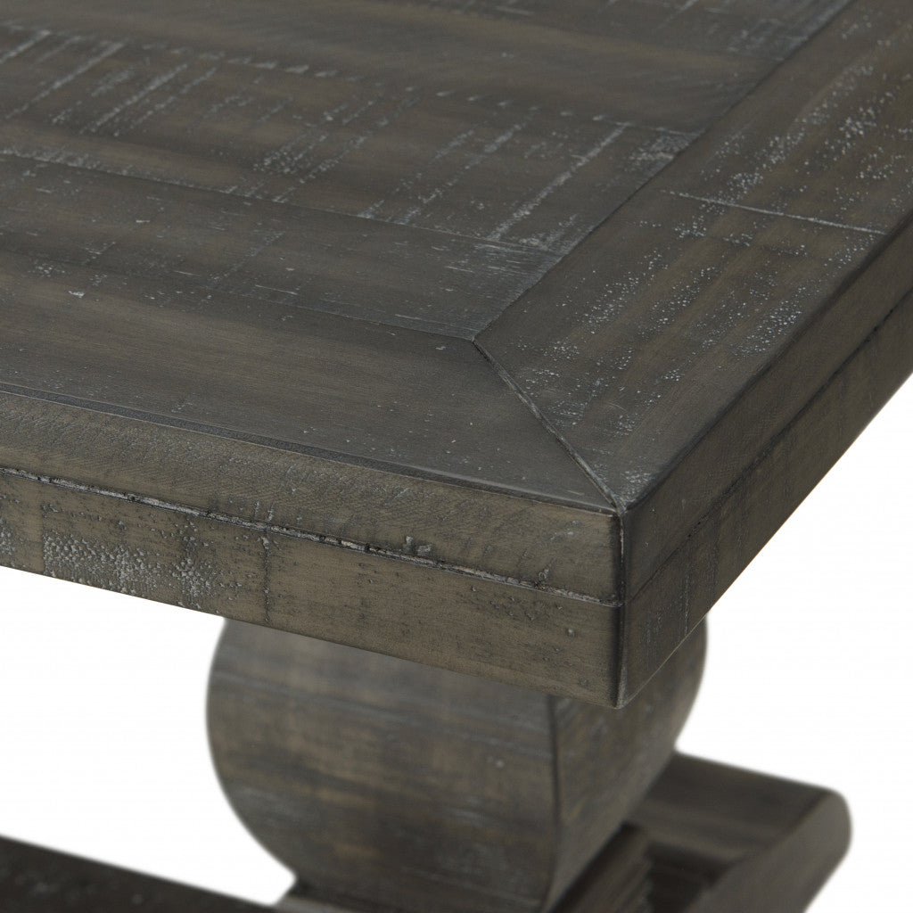 Mesa de centro de pedestal envejecida rectangular de madera gris de 50"