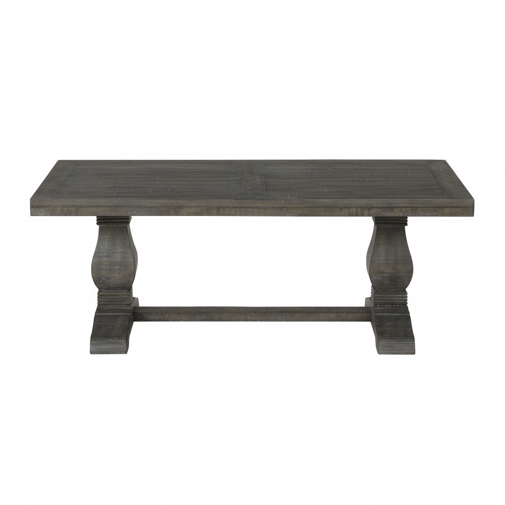 Mesa de centro de pedestal envejecida rectangular de madera gris de 50"