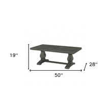 Mesa de centro de pedestal envejecida rectangular de madera gris de 50
