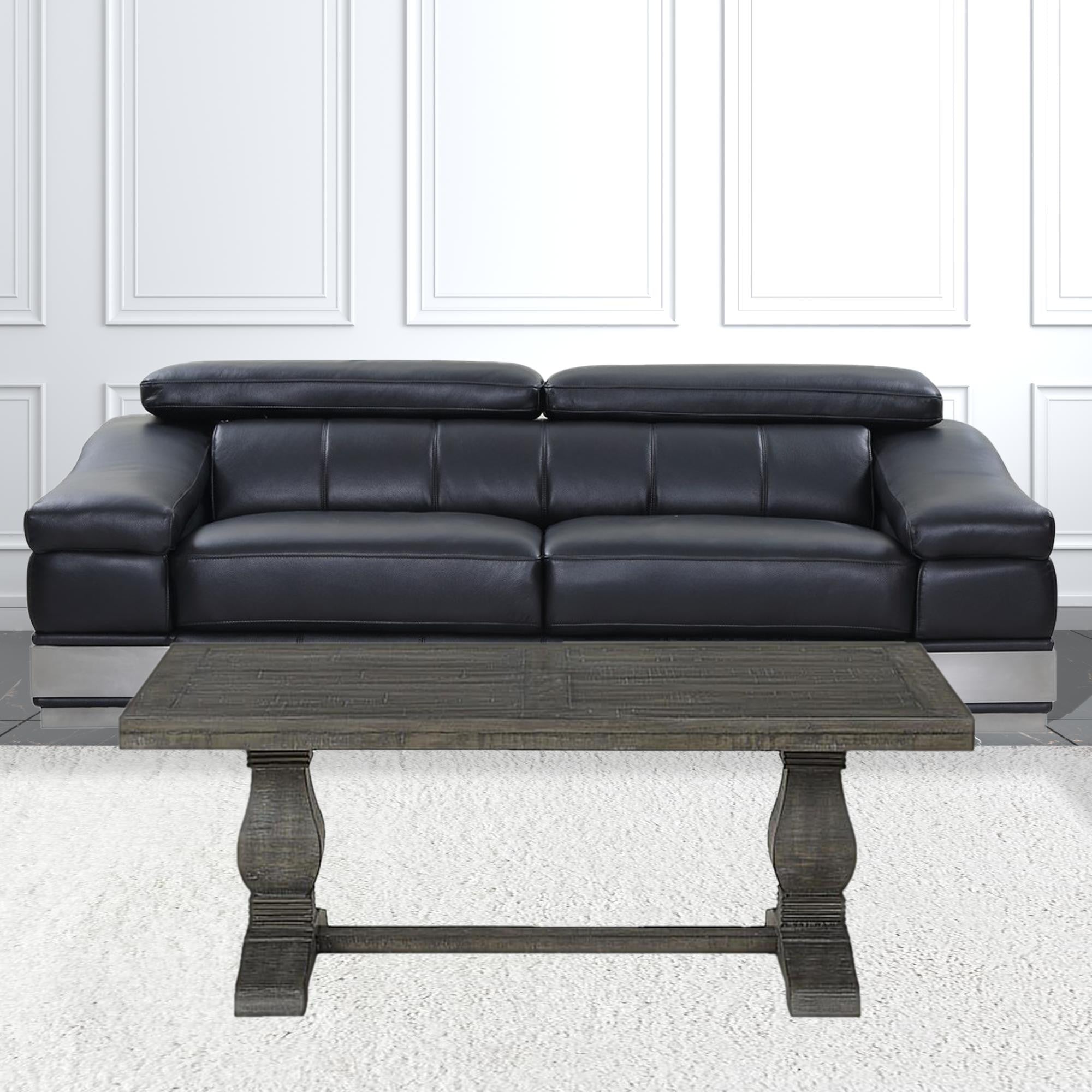 Mesa de centro de pedestal envejecida rectangular de madera gris de 50"