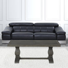 Mesa de centro de pedestal envejecida rectangular de madera gris de 50