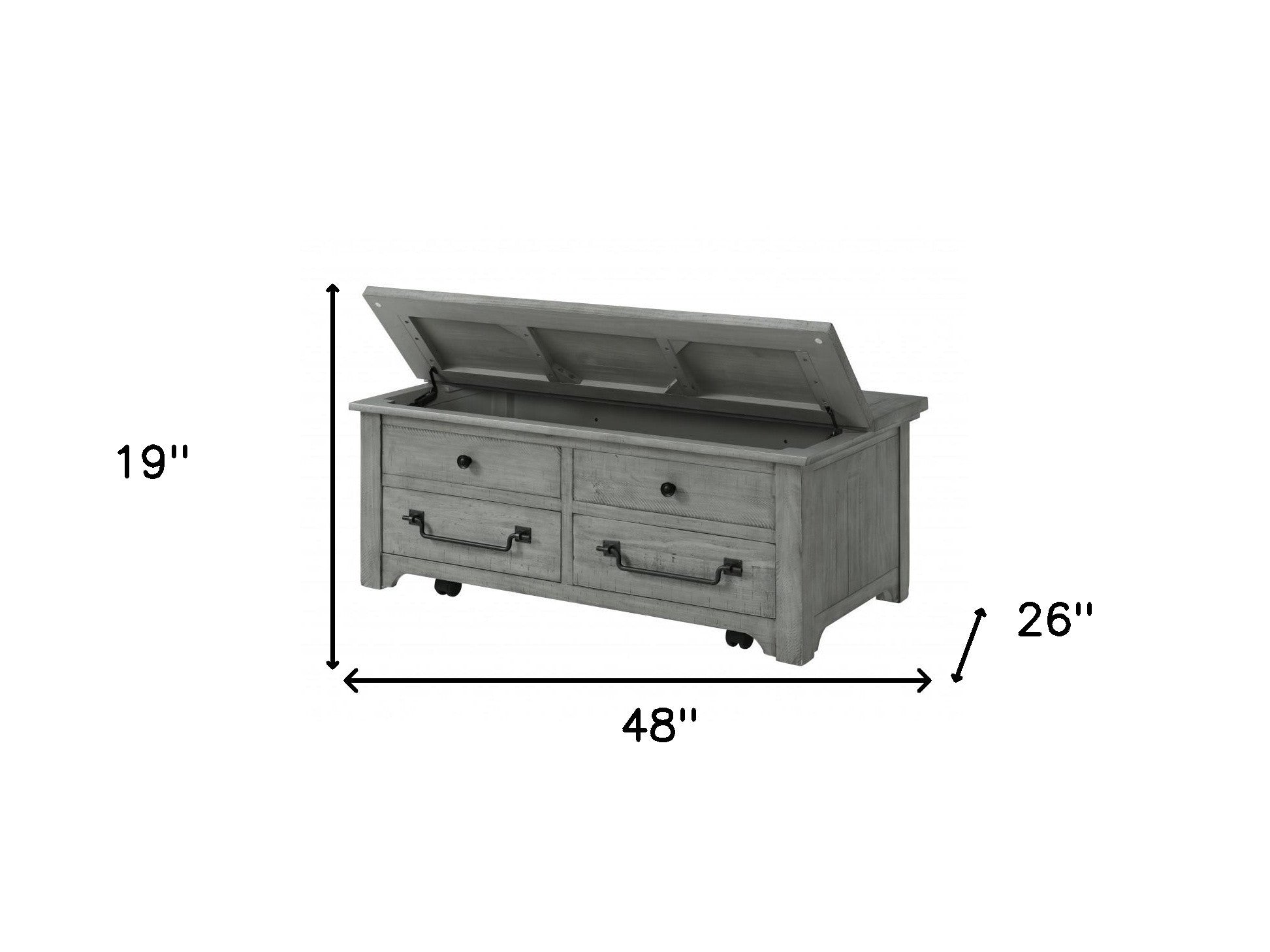 48" Dove Grey Solid Wood Rectangular Lift Top Storage Coffee Table