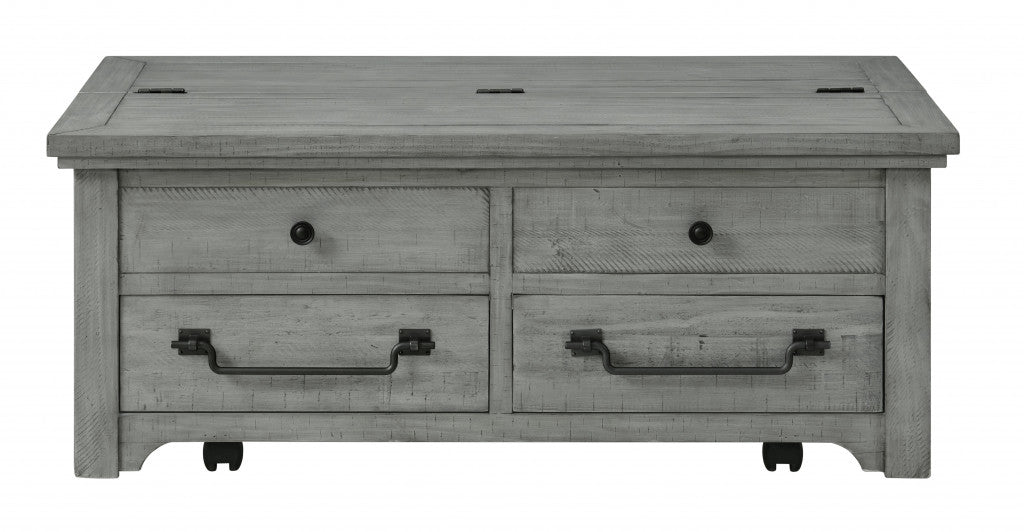 48" Dove Grey Solid Wood Rectangular Lift Top Storage Coffee Table